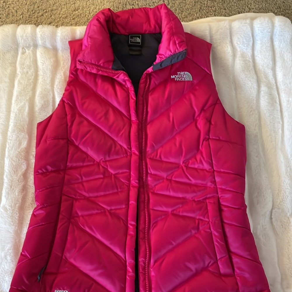 North Face pink puffer vest, size small